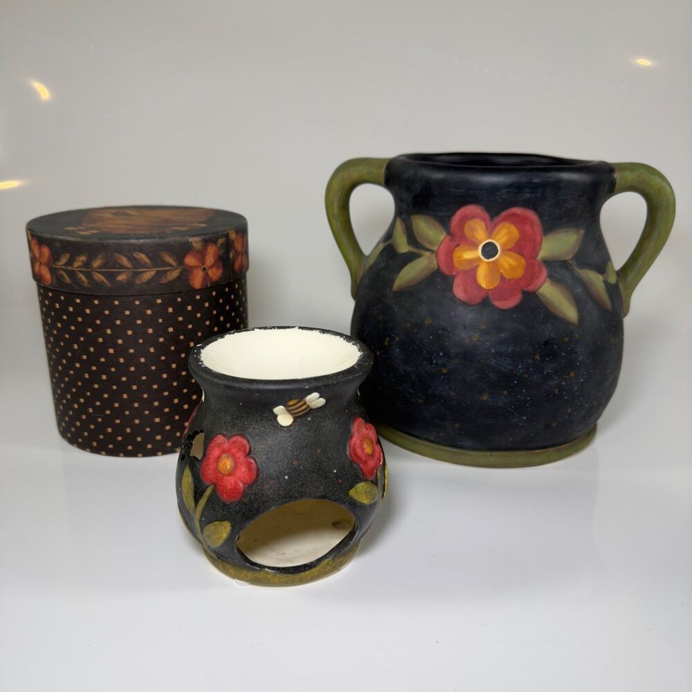 Bob's Pottery Large Bean Pot Homestead Lang Candles Primitives Busy Bee Melting